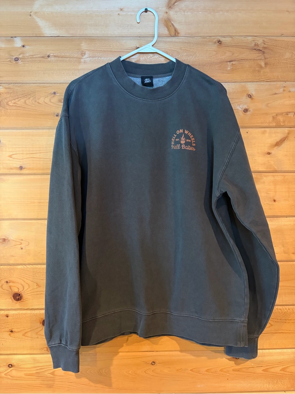 Hell Babes Crewneck Sweatshirt - Charcoal with Orange Logo